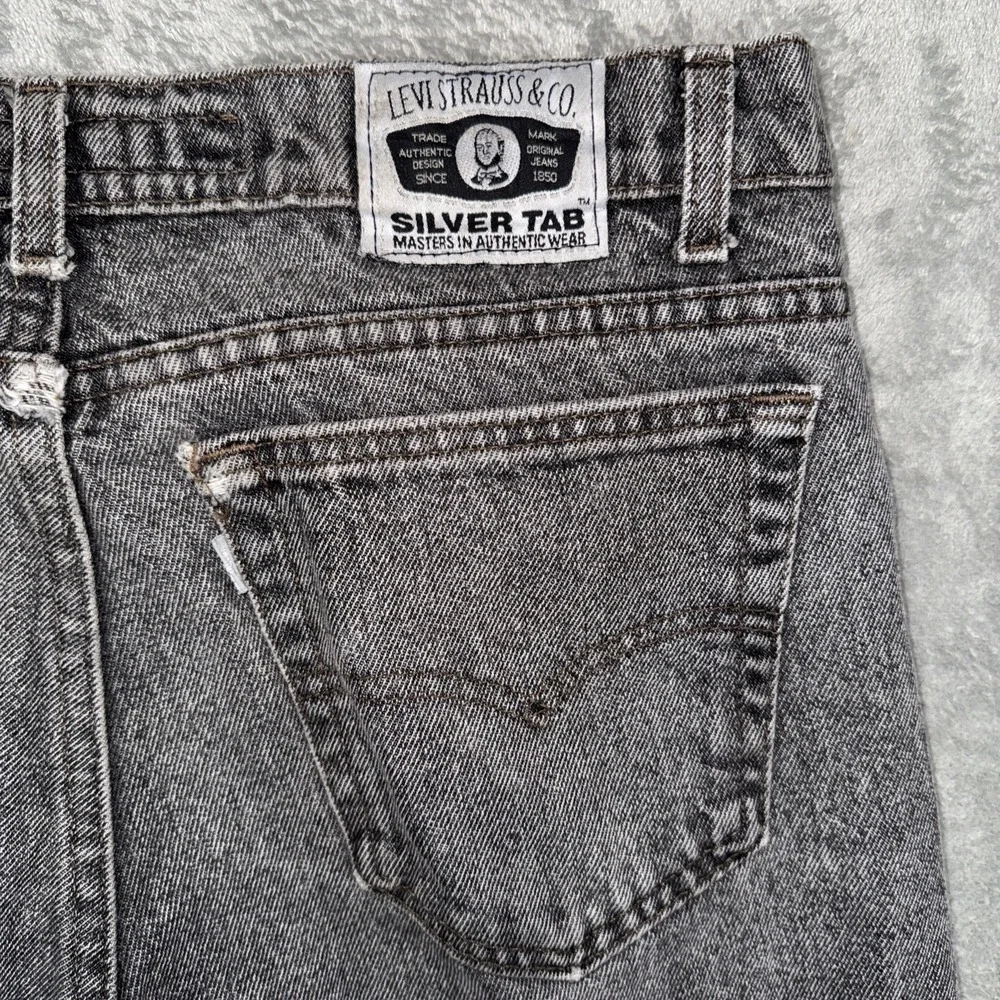 vintage levi's 512 silver tab denim jeans‎ size 34x33 acid wash black grunge 90s